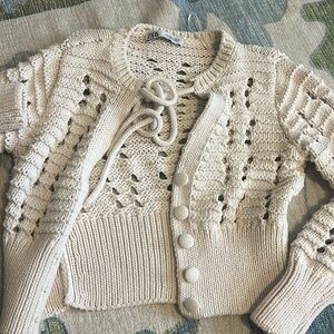 Zara Open Knit Tie Front Cardigan